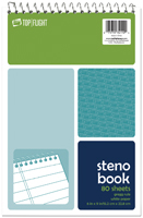 TOP FLIGHT 4600948 Steno Pad, Rule Sheet, 6 in L x 9 in W Sheet, 80-Sheet,