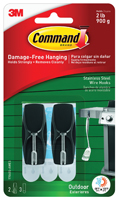 Command 17065S-AWES Wire Hook, 2 lb, 2-Hook, Plastic/Stainless Steel, Slate