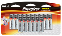 Energizer E91 Series E91LP-16 Alkaline Battery, AA Battery, Zinc, Manganese