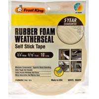 Frost King R534WH Foam Tape, 3/4 in W, 10 ft L, 5/16 in Thick, Rubber, White