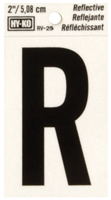 HY-KO RV-25/R Reflective Letter, Character: R, 2 in H Character, Black