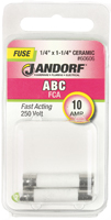 Jandorf 60606 Fast Acting Fuse, 10 A, 250 V, 200 A, 10 kA Interrupt, Ceramic