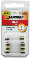 Jandorf 60626 Fast Acting Fuse, 1 A, 250 V, 35 A, 10 kA Interrupt, Glass