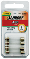 Jandorf 60628 Fast Acting Fuse, 2 A, 250 V, 100 A, 10 kA Interrupt, Glass