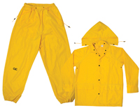 CLC R102L Rain Suit; L; 170T Polyester; Yellow; Detachable Collar