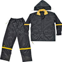CLC R103X Rain Suit; XL; 190T Nylon; Black/Yellow; Detachable Collar; Zipper