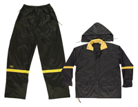 CLC R103M Rain Suit, M, 190T Nylon, Black/Yellow, Detachable Collar, Zipper