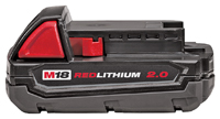 Milwaukee 48-11-1820 Rechargeable Battery Pack, 18 V Battery, 2 Ah, 1 hr