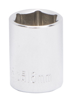 Vulcan MT6499677 Drive Socket, 16 mm Socket, 3/8 in Drive, 6-Point, Chrome