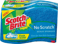 Scotch-Brite MP-3 Scrub Sponge, 4.4 in L, 0.8 in Thick, Cellulose, Blue