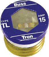 Bussmann TL-15 Plug Fuse, 15 A, 125 V, 10 kA Interrupt, Plastic Body, Time