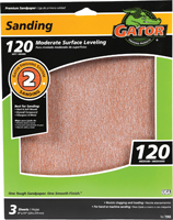 Gator 7263 Sanding Sheet, 11 in L, 9 in W, 120 Grit, Fine, Aluminum Oxide
