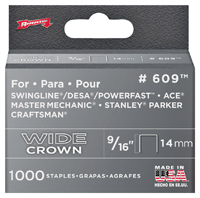 Arrow Fastener 60930  Staples, 600 Series, Wide Crown, 9/16 Inch