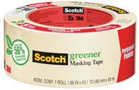 Scotch 2050.75 Masking Tape, 60.1 yd L, 3/4 in W, Paper Backing, Beige