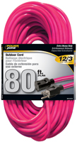 PowerZone ORN513833 Extension Cord, 12 AWG Cable, 80 ft L, 15 A, 125 V, Neon