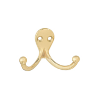 National Hardware V1963 N198-127 Coat and Hat Hook, 35 lb, 2-Hook, Brass,