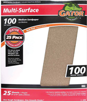Gator 3264 Sanding Sheet, 11 in L, 9 in W, 100 Grit, Medium, Aluminum Oxide