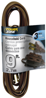 PowerZone OR670609 Extension Cord, 16 AWG Cable, 9 ft L, 13 A, 125 V, Brown