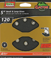 Gator 7721 Sanding Disc, 5 in Dia, 120 Grit, Fine, Zirconium Oxide Abrasive,