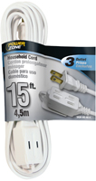 PowerZone OR660615 Extension Cord, 16 AWG Cable, 15 ft L, 13 A, 125 V, White