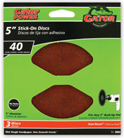 Gator 3003 Sanding Disc, 5 in Dia, 40 Grit, Extra Coarse, Aluminum Oxide