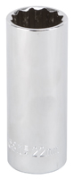 Vulcan MT6528983 Drive Socket, 22 mm Socket, 1/2 in Drive, 12-Point, Chrome