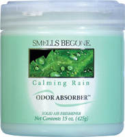 SMELLS BEGONE 50516 Odor Absorbing Gel, 15 oz Jar, Calming Rain, 450 sq-ft
