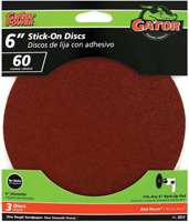 Gator 3012 Sanding Disc, 6 in Dia, 60 Grit, Coarse, Aluminum Oxide Abrasive,