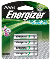 Energizer NH12BP-4 Rechargeable Battery, 1.2 V Battery, 850 mAh, AAA