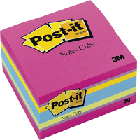 Post-it 2027 Sticky Note Cube; Assorted Bright; 500-Sheet
