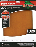 Gator 4466 Sanding Sheet, 11 in L, 9 in W, Very Fine, 320 Grit, Garnet