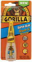 Gorilla 7500102 Super Glue Brush and Nozzle, Liquid, Irritating, Straw/White