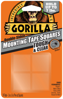 Gorilla Tough & Clear 6067202 Mounting Tape, 1 in L, 1 in W, Clear