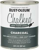 RUST-OLEUM Chalked 285144 Chalked Paint, Ultra Matte, Charcoal, 30 oz, Quart