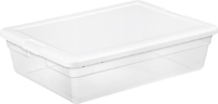 Sterilite 16558010 Storage Box, 28 qt Capacity, Plastic, Clear/White