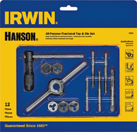 IRWIN POWER-GRIP 24605 Tap and Die Set, 12-Piece, HCS