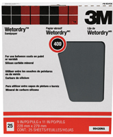 3M Wetordry 99420NA Sandpaper, 11 in L, 9 in W, Fine, 400 Grit, Silicon