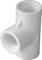 LASCO 402005BC Pipe Tee, 1/2 in, Slip x FPT, PVC, White, SCH 40 Schedule,