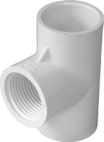 LASCO 402007BC Pipe Tee, 3/4 in, Slip x FPT, PVC, White, SCH 40 Schedule,