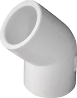 LASCO 417005BC Pipe Elbow, 1/2 in, Slip, 45 deg Angle, PVC, White, SCH 40