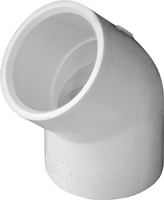 LASCO 417010BC Pipe Elbow, 1 in, Slip, 45 deg Angle, PVC, White, SCH 40