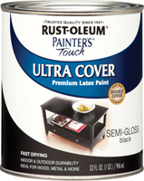 RUST-OLEUM PAINTER'S Touch 1974502 Brush-On Paint, Semi-Gloss, Black, 1 qt