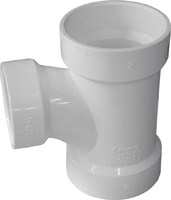 CANPLAS 192131 Sanitary Pipe Tee, 3 x 1-1/2 in, Hub, PVC, White