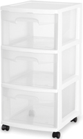 Sterilite 28308002 Drawer Cart, 3-Drawer, Plastic, 12-5/8 in OAW, 14-1/2 in