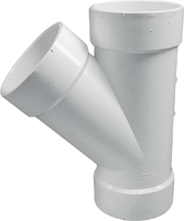 CANPLAS 192304L Pipe Wye, 4 in, Hub, PVC, White, SCH 40 Schedule