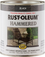 RUST-OLEUM STOPS RUST 7215502 Hammered Metal Finish, Black, 1 qt, Can