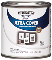 RUST-OLEUM PAINTER'S Touch 1990730 Brush-On Paint, Flat, White, 0.5 pt Can